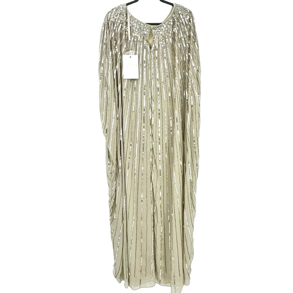 Mac Duggal Gold Sequin Cape-Back Maxi Dress - Picture 13 of 17